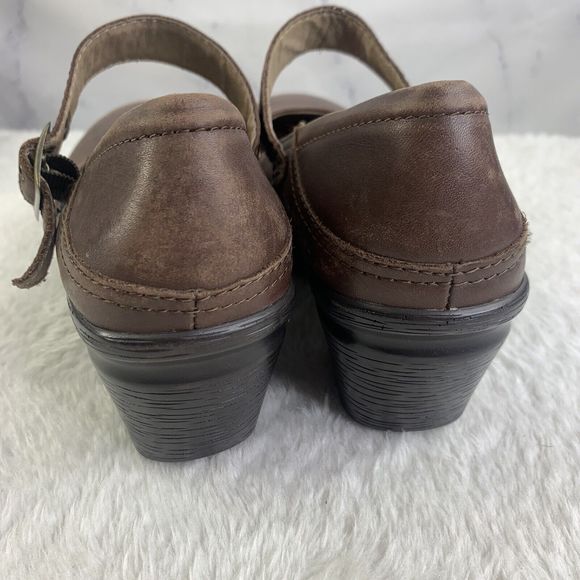 Sanita Womens Nyla Brown Leather Round Toe Wedge Heel Buckle Mary Jane Shoes 38 - Picture 5 of 16